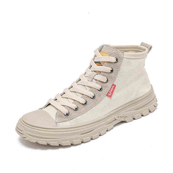 

2021 huili canvas shoes men's middle mouth trendy autumn and winter high top, Black