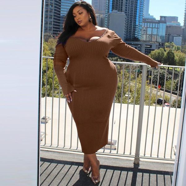

plus size dresses haoohu 4xl 5xl dress women clothing orange white black bodycon knit v-neck long full sleeve party outfits