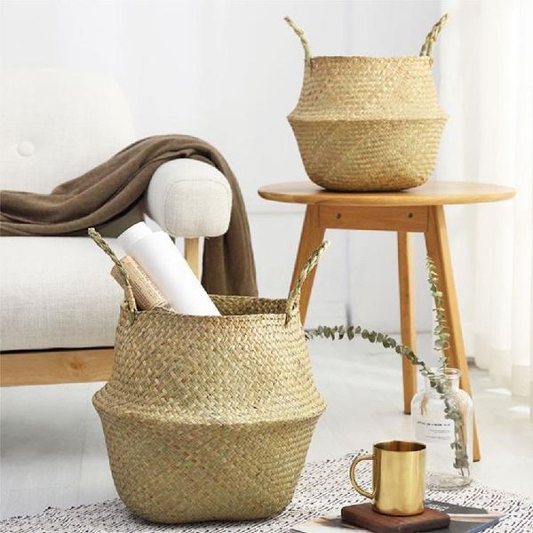 

storage baskets dropshippig woven seagrass basket tote cover laundry for picnic vqw2167 beach plant pot bag b p7j2