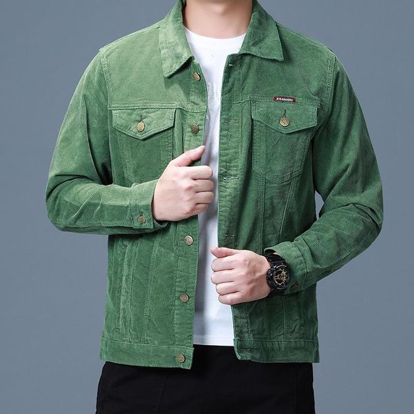 

men's jackets autumn fashion corduroy japan style harajuku long sleeve coat teens male solid color double pockets slim fit casual cargo, Black;brown