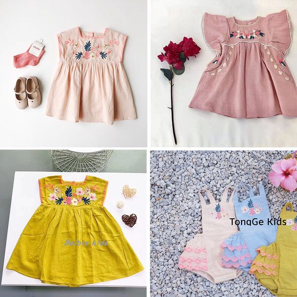 

boutique exquisite embroidered dress childrens summer beautiful dress baby girl floral dress fashion luxury toddler dresses, Red;yellow