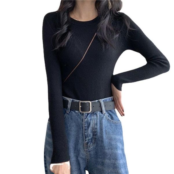 

women's sweaters black knitwear korean version slim with pullover bottoming shirt autumn winter long-sleeved sweater tide., White;black