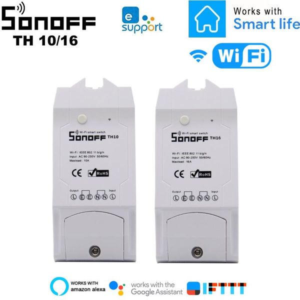 

smart home control sonoff th 10a 16a temperature humidity monitoring wifi switch remote automation modules works with alexa google