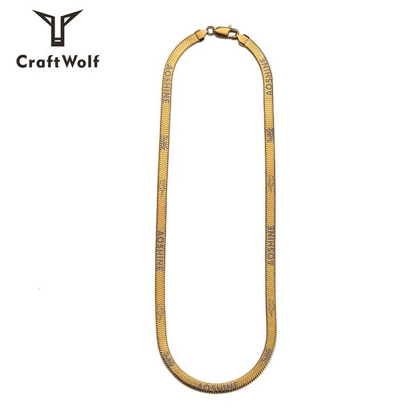 

trendy brand simple fashion hip hop trend men's and women's ao flash flat snake bone titanium steel collar jewelry, Silver