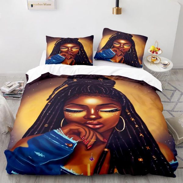 

bedding sets black girl set single twin full  king size pearl bed aldult kid bedroom duvetcover 3d anime 011