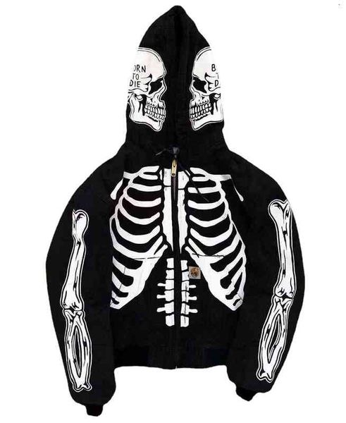 

sweater hoodies 2021 men's wear spring and autumn skull hooded cardigan, Black