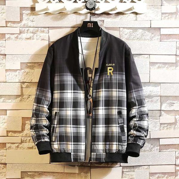 

men's jackets ins hip hop baseball uniform plaid janpanese streetwear casual for autumn spring h3dw bu8s, Black;brown