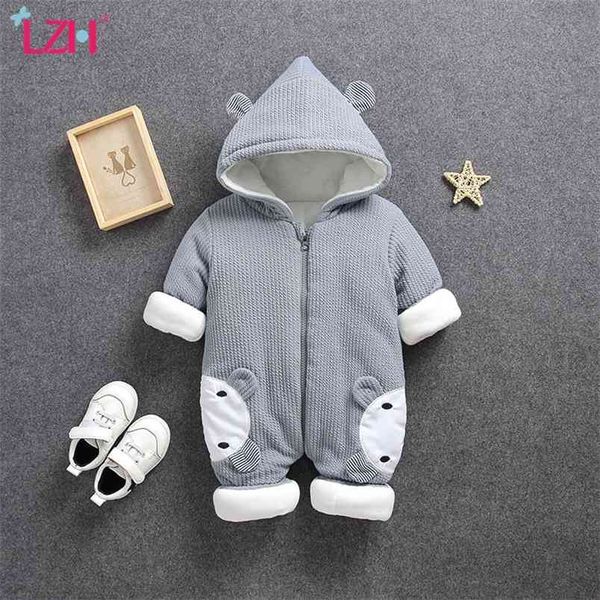 LZH Infant Kleidung Herbst Winter Strampler Für Baby Mädchen Jungen Overall Warme Overalls Kinder geboren Kleidung 210816