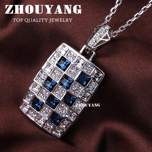 

pendant necklaces blue necklace silver color fashion jewelry made with austria crystal
