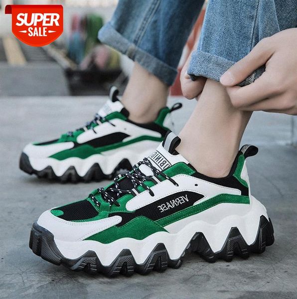 

men's daddy shoes thick-soled lace-up blue sports personality korean casual #f444
