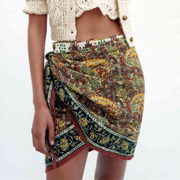 

za summer girls bow skirt arrival high waist casual s straight floral printed female long 210422, Black
