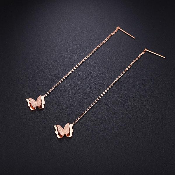 

dangle & chandelier sweet butterfly pendant women tramline earrings titanum steel rose gold color gift jewelry for her korean, Silver