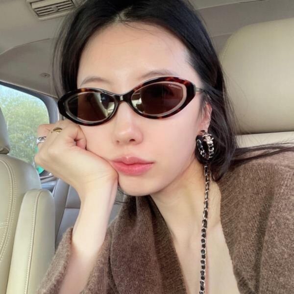

sunglasses xiaoxiangjia ch5424 net red ins same pearl chain oval female, White;black