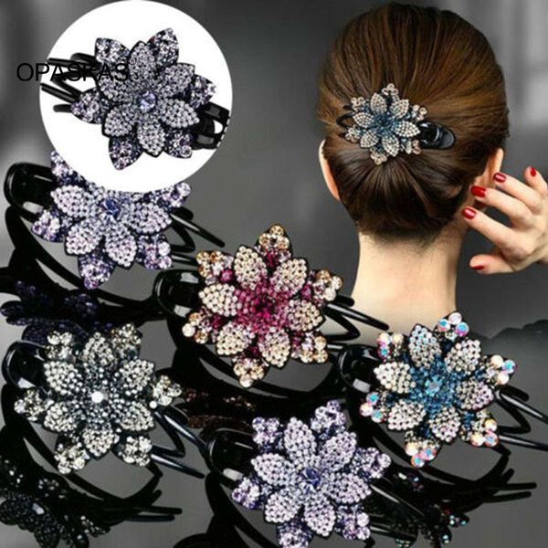 

hair clips & barrettes women's flower clip large glittery rhinestone duckbill lotus shaped dovetail pin vl, Golden;silver