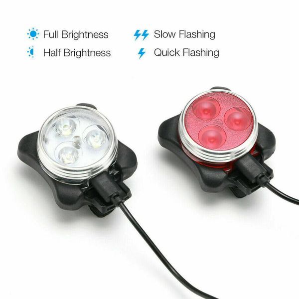 

led bicycle tail light set front headlight and rear usb rechargeable with charging cable cycling taillight bike lights