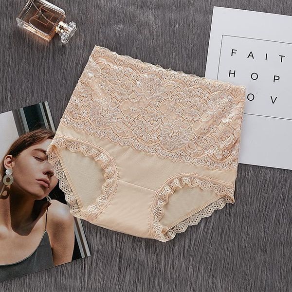 

women's panties high waist briefs women feel no trace modal belly lift hip cotton crotch lace trim shape, Black;pink