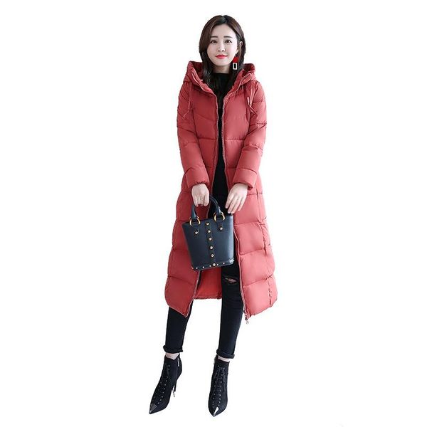 

parka women winter down jacket coat long hooded outwear female thick cotton padded basic coats overalls women's & parkas, Black