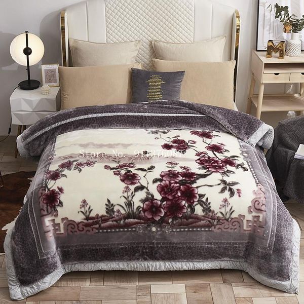 

sheets & sets nordic double thickening raschel blanket soft fluffy cozy bedding flowers printed reactive printing dyeing washable sheet