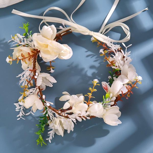 

hair clips & barrettes design beige artificial flowers headbands women girls hairband handmade ribbon accessories wedding pageant beach, Golden;silver