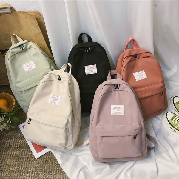 

backpack college style literary label sweet beauty student schoolbag casual solid color large capacity travel