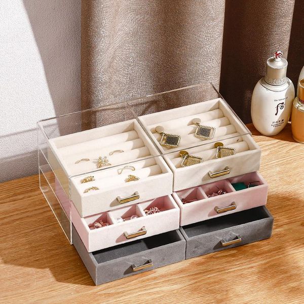 

jewelry pouches, bags acrylic organizer tray box ring earring bracelet holder case necklace pendants display storage, Pink;blue