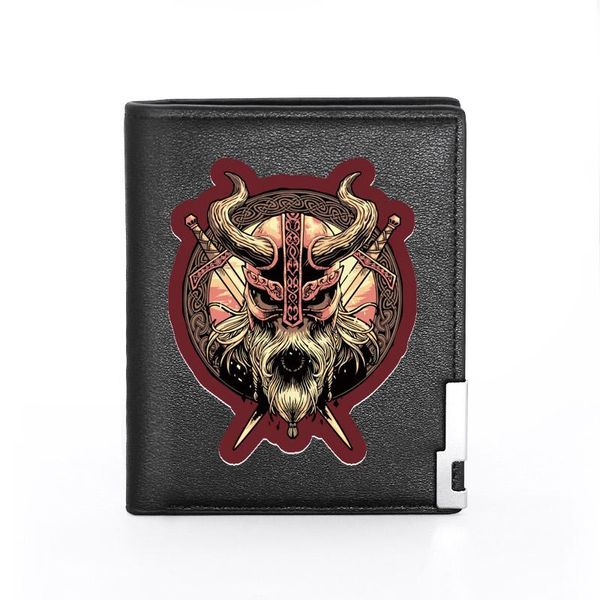 

wallets norse mythology odin printing men women leather wallet billfold slim /id holders money bag short purses, Red;black