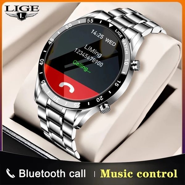 

lige 2021 new smart watch men full touch screen sports fitness watch waterproof bluetooth call for android ios smartwatch mensg, Slivery;brown