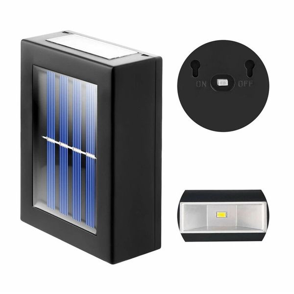 

2pcs solar led wall light outdoor deck path garden patio pathway stairs fence lamp - warm white