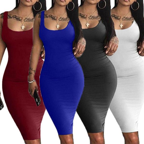 

casual dresses autumn cool womens ladies sleeveless solid red slim long dress evening party beach bodycon vestido sundress, Black;gray