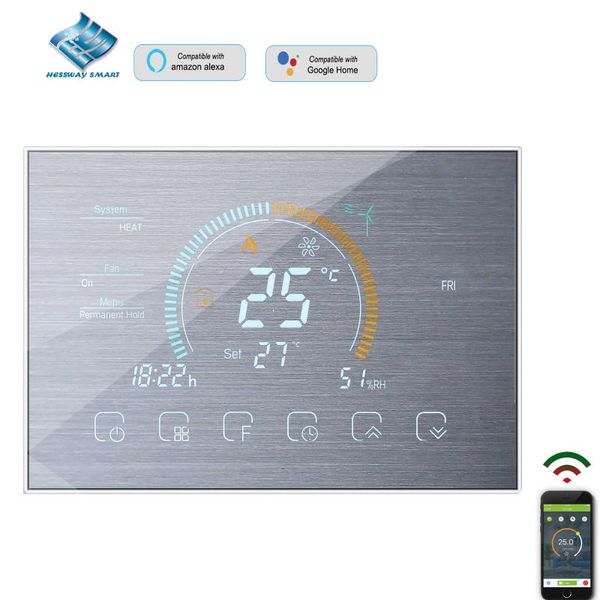 

smart home control 2pipe/4p wifi thermostat google for intelligent temperature system nc/no valve and 3-fan speed adjustment switch