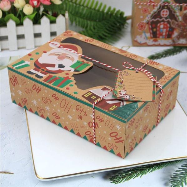 

gift wrap kraft paper box large christmas candy pvc window cookie gingerbread