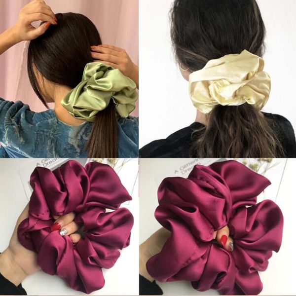 

hair accessories womens ladies solid color oversized scrunchies ponytail female scrunchy elastic bands headwear for women