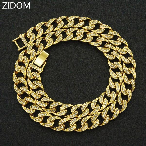 

chains men women hip hop iced out bling chain necklace 11mm width miami cuban hiphop necklaces fashion charm jewelry, Silver