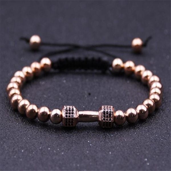 

charm bracelets black hematite beads stone bracelet fitness fit life prayer dumbbell for men macrame barbell jewelry, Golden;silver
