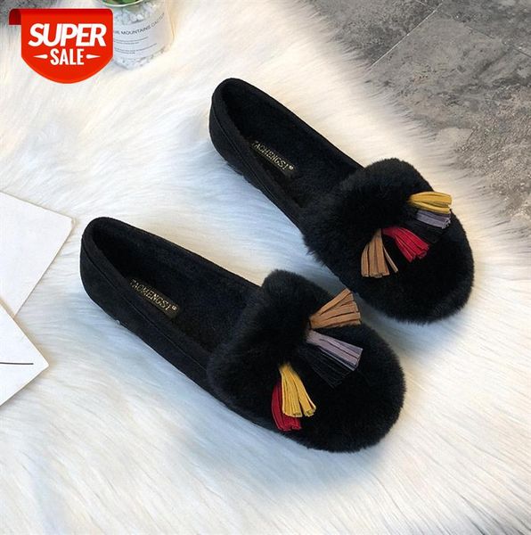 

women's plush shoes for external wear, plus cashmere peas shoes, lamb hair cotton scoop #jb9v, Black