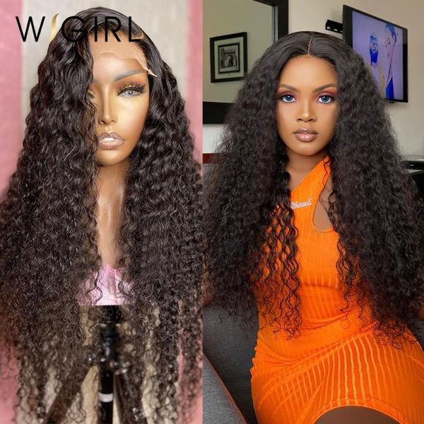 

lace wigs 150% 180% deep wave closure wig human hair pre plucked bleached knots remy 4x4 hd, Black;brown
