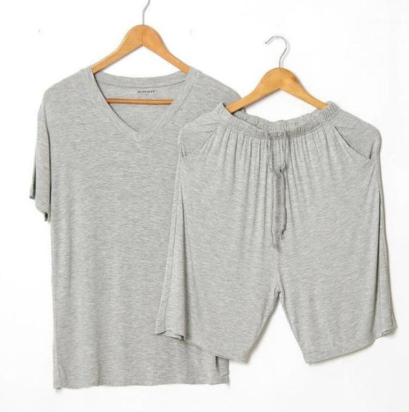 

men's sleepwear size 8xl 150kg short sleeve v neck modal home wear set summer men pajamas sets comfortable big clothes, Black;brown