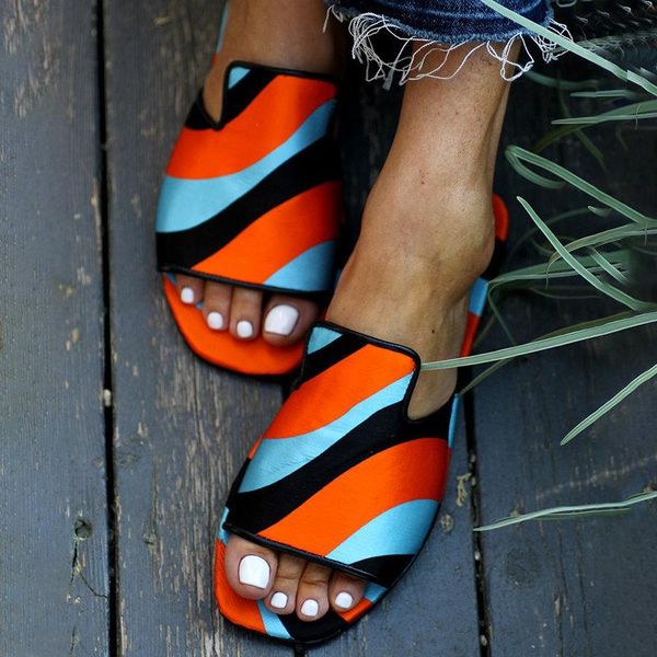 

slippers women open toe sandals summer beach flat shoes mixed colors ladies slides female flip flops zapatos mujer, Black