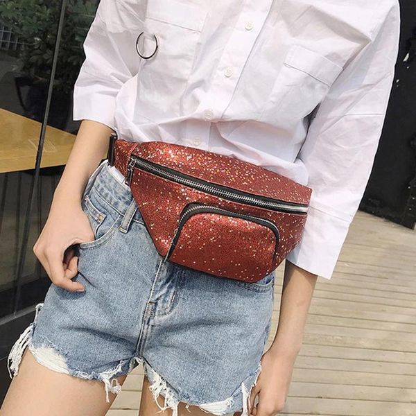 

sequins waist bag women fanny pack colorful girls bum travel kids cartoon belt`s festival mobile phone pouch purse bags