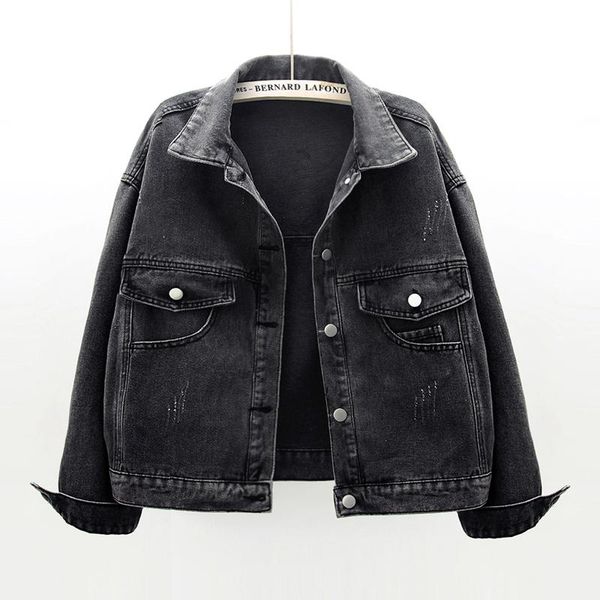 

women's jackets korean black denim jacket women student basic outerwear chaquetas mujer pocket long sleeve loose short jeans coat femal, Black;brown