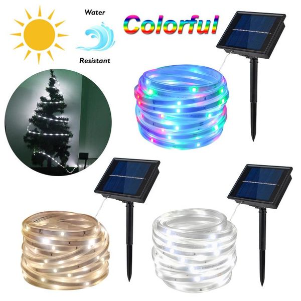 

strips solar rgb led strip light tape ribbon fairy garlands 5m/100leds outdoor waterproof for home party xmas tree decor holiday lamp