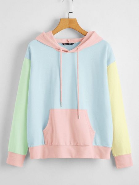 

drop shoulder color block drawstring hoodie 31ev#, White;black