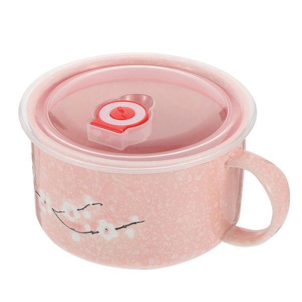

bowls 1 pc ceramic storage container pot with lid noodle bowl for home round