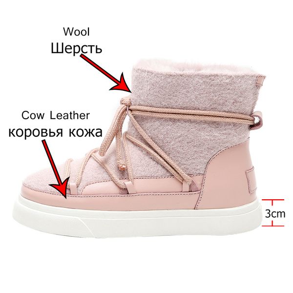 

size 34-42 snow boots for female casual lace up thick winter warm shoes daily short boot all-match footwear, Black