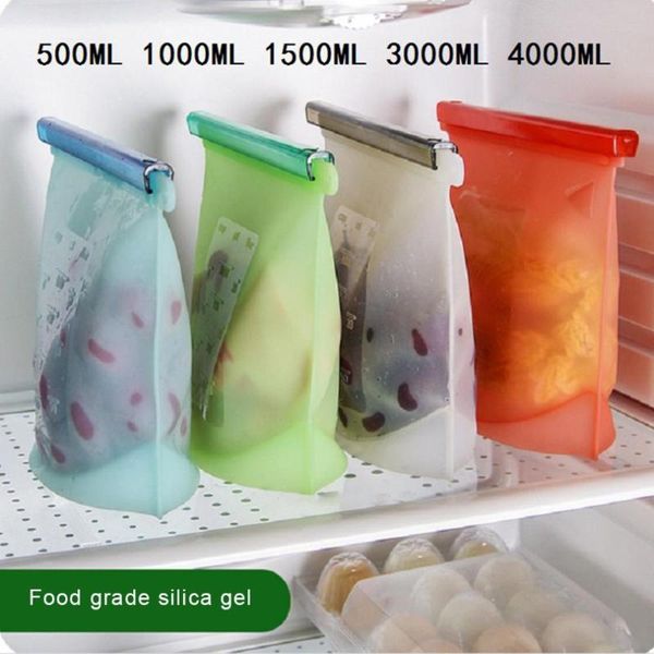 

food savers & storage containers silicone bags fresh bag kitchen tool reusable sealed fruit household stand up zip shut container