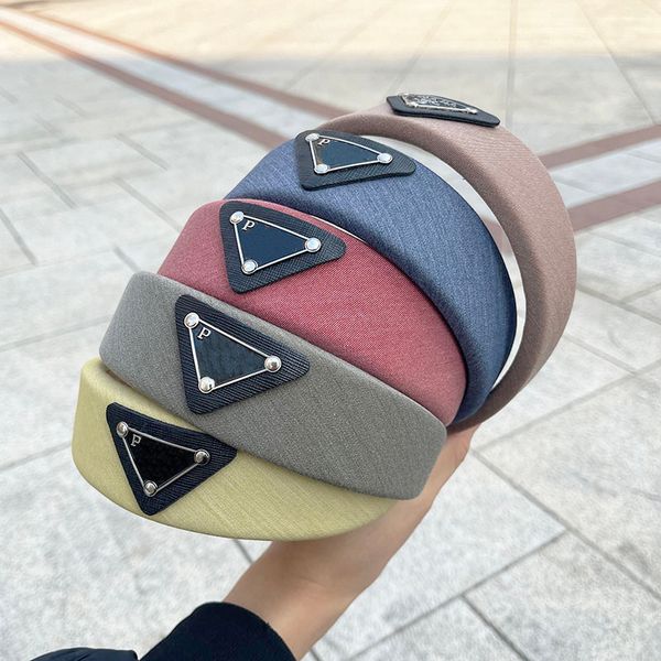 

designer brand twist turban letters headband candy color black triangle p letter headband wide hairbands sport headwrap bandana for women gi, Silver