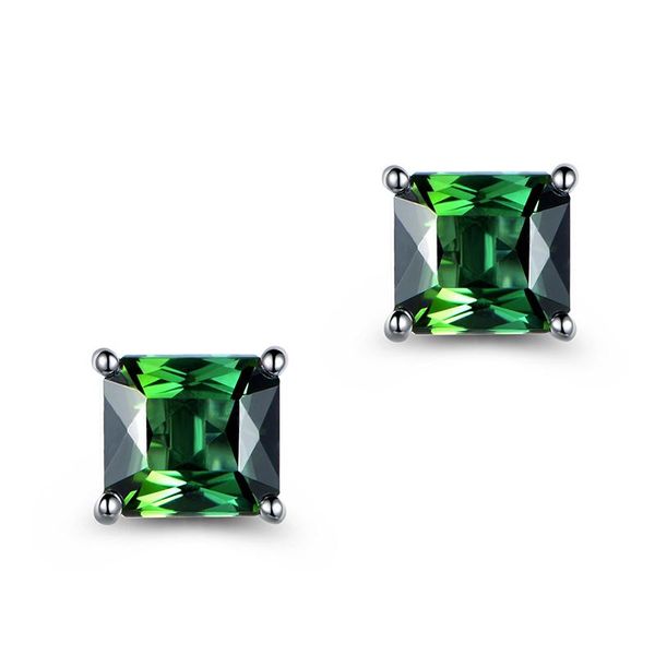 

stud luxury female green zircon stone earrings 4/5/6/7mm crystal for women cute silver color small wedding, Golden;silver
