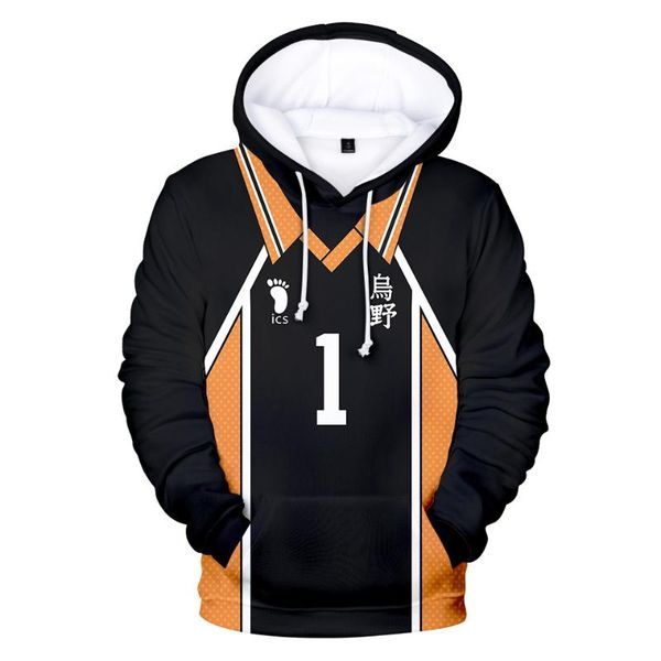 

men's hoodies & sweatshirts harajuku hooded sweatshirt haikyuu karasuno high school volleyball club cool fashion 3d kids pullovers, Black