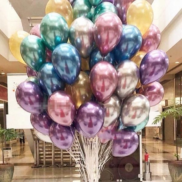 

50pcs chrome rose gold balloon flashing metal thicken pearly wedding decoration metallic balloons 10inch 1.8g party