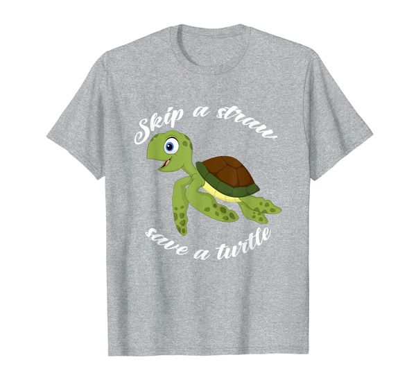 

skip a straw save a turtle - keep the sea plastic t-shirt, White;black